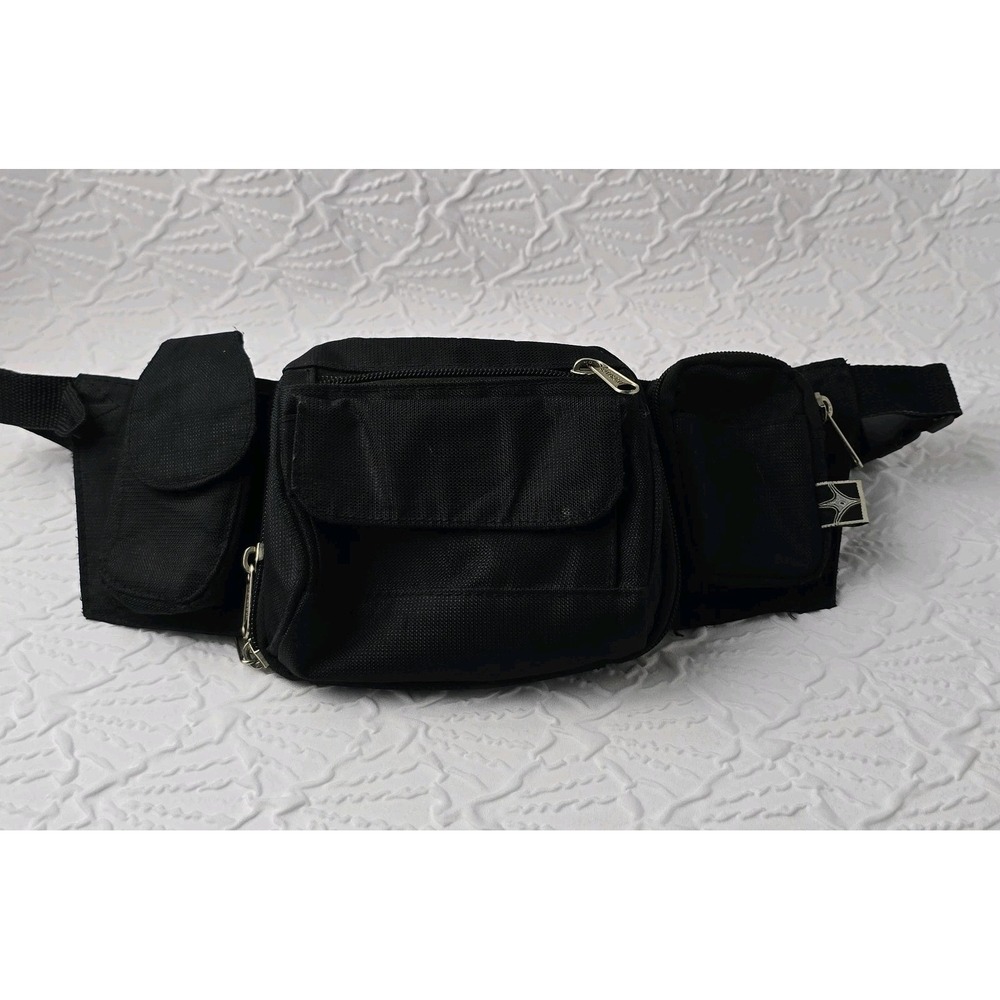 Eastport Fanny Pack 90s Hip Waist Bag 6 Pockets Black Hiking Travel Vintage‎